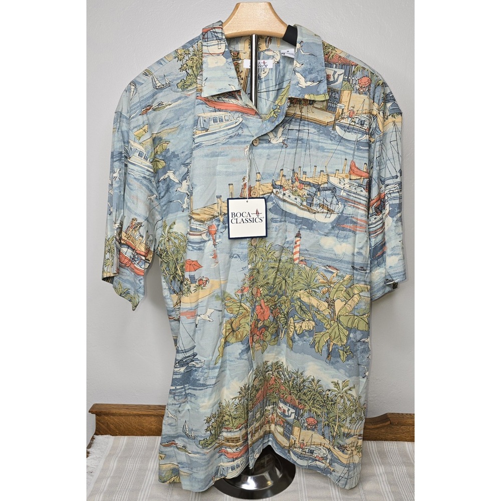 BOCA CLASSICS Men's NWT Medium Nautical Floral AOP Short Sleeve Shirt -1332 - Picture 2 of 6